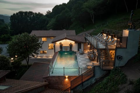 Night, Natural landscape, Mountain view, Pool view, Swimming pool, sunbed