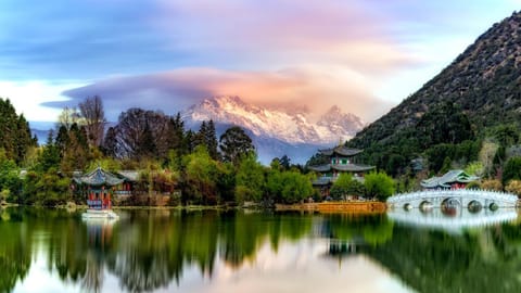 Nearby landmark, Spring, Day, Natural landscape, Lake view, Mountain view, River view