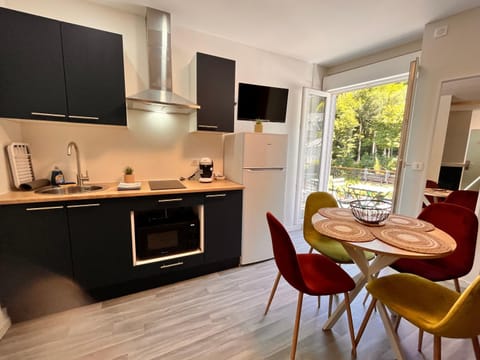 Kitchen or kitchenette, stove