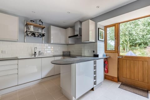 Kitchen or kitchenette, dishwasher, stove