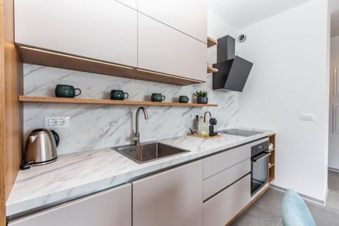 Coffee/tea facilities, Kitchen or kitchenette, stove