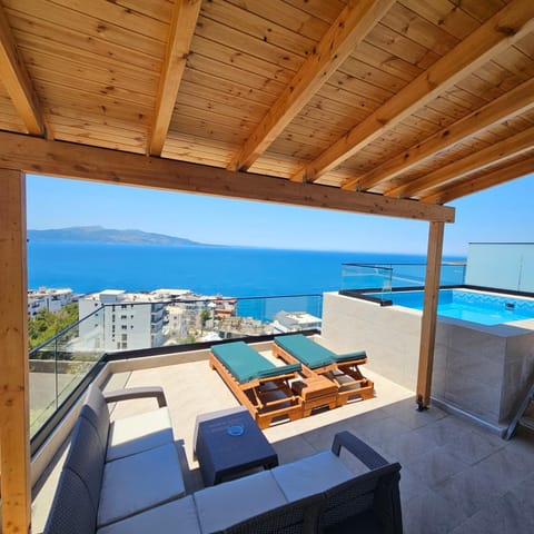 Coastal Retreat Paradise and Sunset View from the private pool Apartment in Sarandë