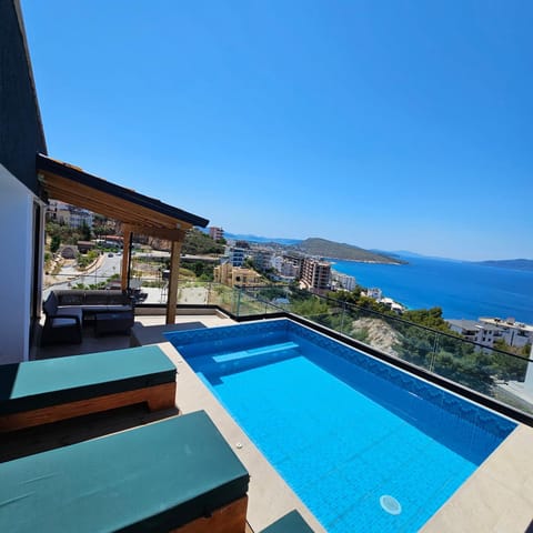 Coastal Retreat Paradise and Sunset View from the private pool Apartment in Sarandë