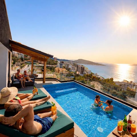Coastal Retreat Paradise and Sunset View from the private pool Apartment in Sarandë