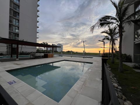 Pool view, Sunset