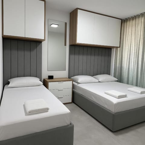 Bed, Photo of the whole room, Bedroom, towels, wardrobe