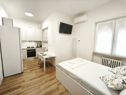 Bed, Kitchen or kitchenette, Photo of the whole room, Dining area, Bedroom, oven, stove, air conditioner