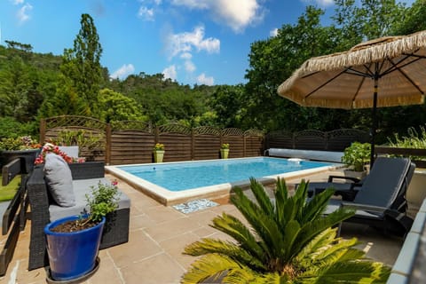 Property building, Living room, Swimming pool