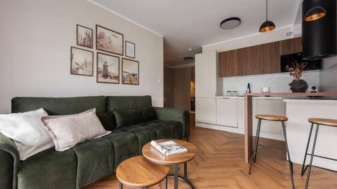 Kitchen or kitchenette, Living room, Seating area