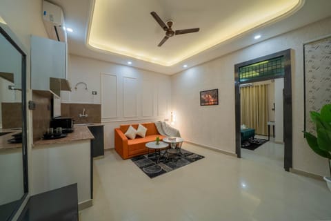 Living room, kitchen