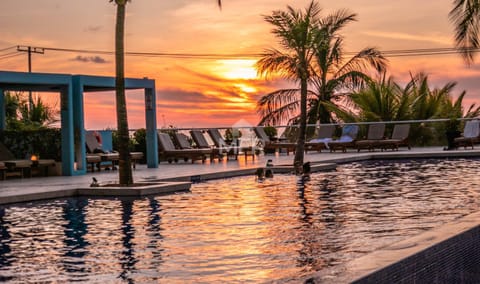 Pool view, Sunset