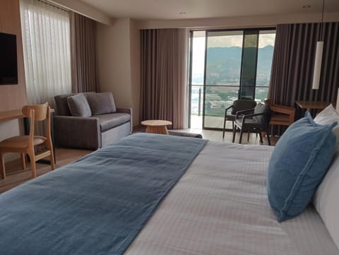 Bed, Living room, Photo of the whole room, Seating area, Bedroom, Mountain view
