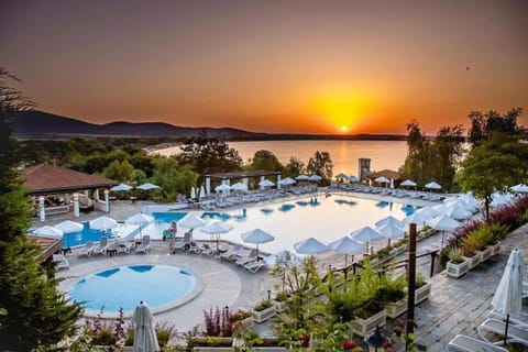 Pool view, Sunset
