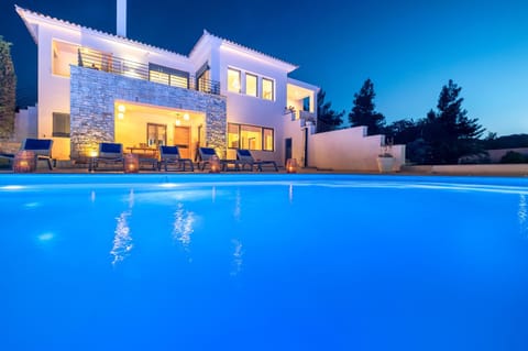 Property building, Night, Swimming pool