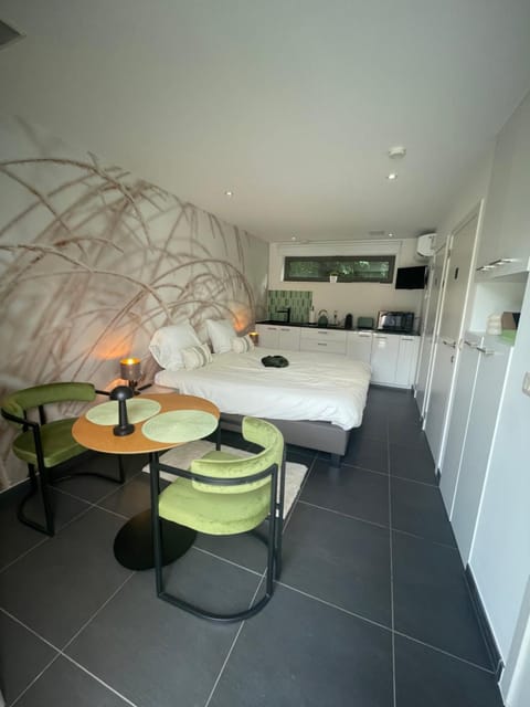 Bed, Kitchen or kitchenette, Seating area, Dining area, Bedroom