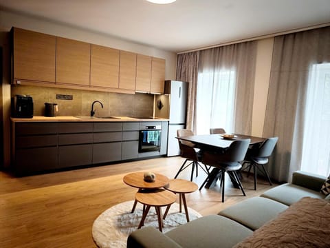 Kitchen or kitchenette, Living room, Seating area, Dining area, oven, stove