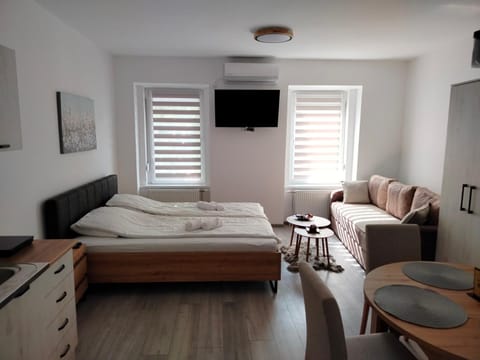 Bed, TV and multimedia, Living room, Photo of the whole room, Bedroom, air conditioner