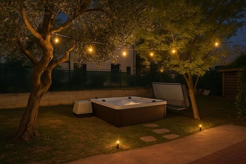 Night, Garden, Hot Tub, Garden view