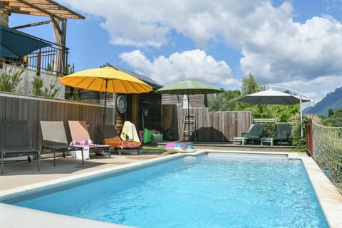 Property building, Living room, Swimming pool