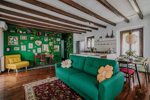Kitchen or kitchenette, Living room, Seating area, Dining area