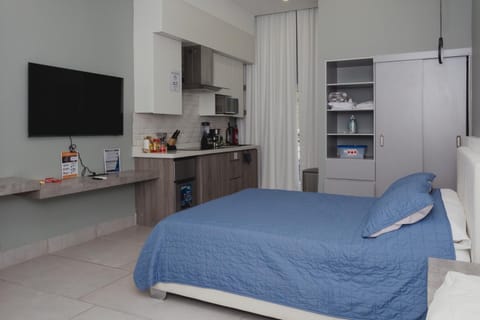 Bed, TV and multimedia, Kitchen or kitchenette, Photo of the whole room, Bedroom, minibar