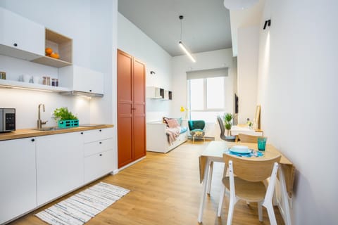 Kitchen or kitchenette, stove