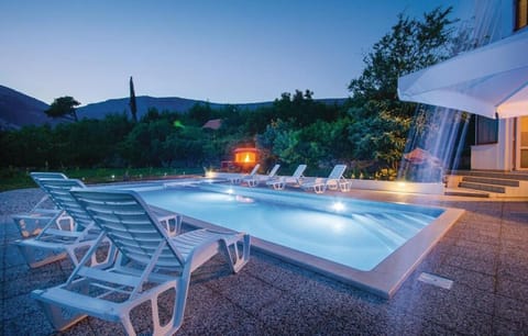 Night, Mountain view, Swimming pool, sunbed