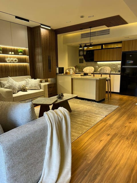 Living room, microwave, oven