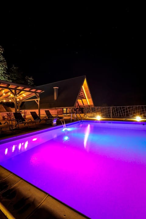 Night, Pool view, Swimming pool