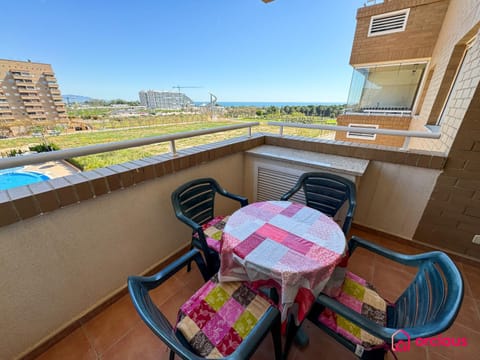 View (from property/room), Balcony/Terrace, Dining area, Pool view