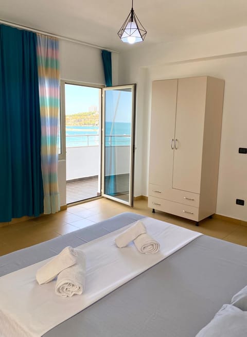 Bed, Natural landscape, Photo of the whole room, Bedroom, Sea view, towels, wardrobe