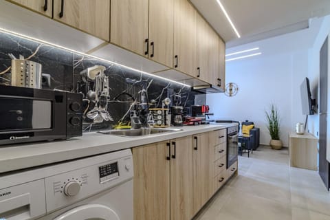 Kitchen or kitchenette, oven, washing machine