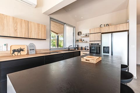 Kitchen or kitchenette, stove