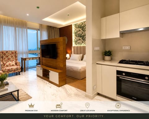 Kitchen or kitchenette, Living room, Bedroom