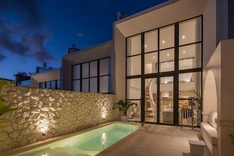 Patio, Night, Natural landscape, Pool view, Swimming pool
