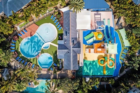 Bird's eye view, Children play ground, Aqua park, Pool view, Swimming pool, sunbed