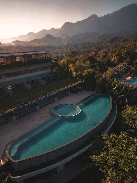 Natural landscape, Mountain view, Pool view, Swimming pool, Sunset