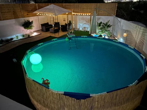 Patio, Night, Pool view
