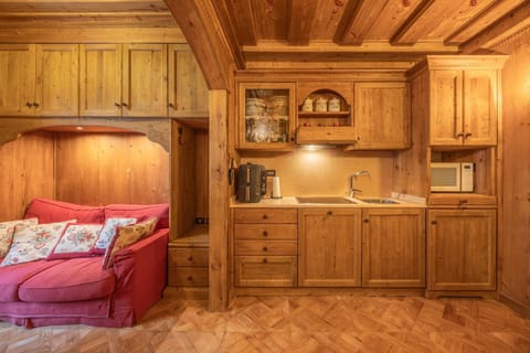 Kitchen or kitchenette, stove