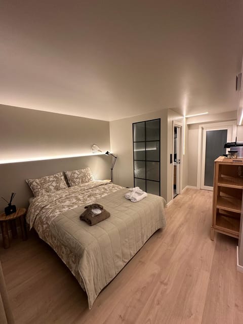 Bed, Photo of the whole room, Bedroom, towels