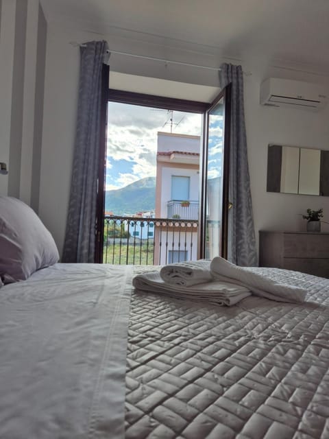 Bed, View (from property/room), Photo of the whole room, Bedroom, Mountain view, towels, air conditioner
