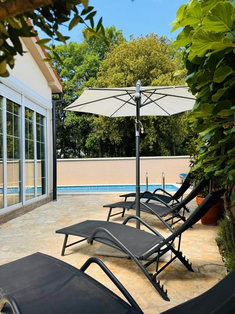 Patio, Pool view, Swimming pool, sunbed