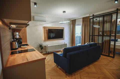 TV and multimedia, Kitchen or kitchenette, Living room, Seating area, air conditioner