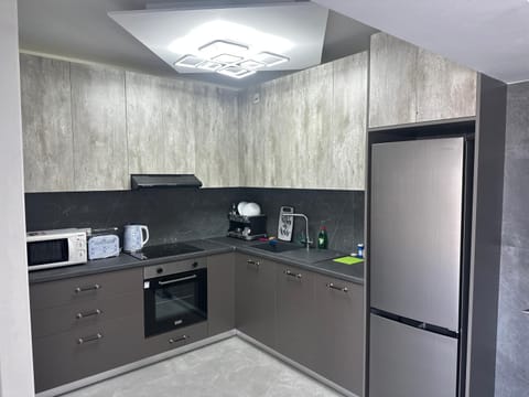 Kitchen or kitchenette, oven, stove, toaster