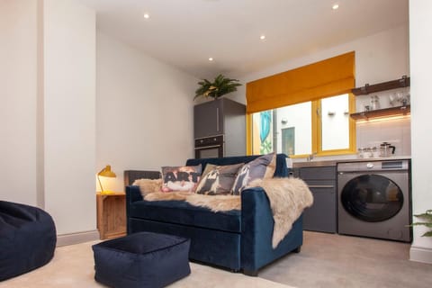 Kitchen or kitchenette, Living room, Seating area, washing machine