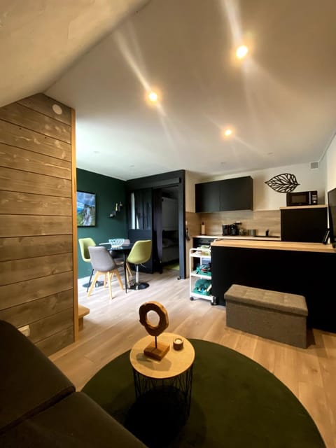Kitchen or kitchenette, Living room, Dining area, stove