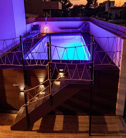 Night, Pool view, Swimming pool