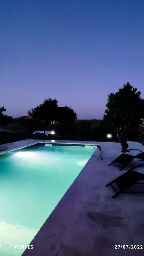 Night, Pool view, Swimming pool, sunbed