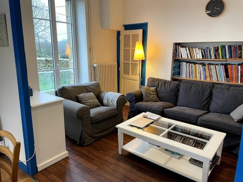 Library, Living room, Seating area, Garden view