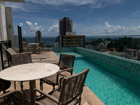 Property building, Day, Natural landscape, View (from property/room), Balcony/Terrace, Pool view, Sea view, Swimming pool, sunbed